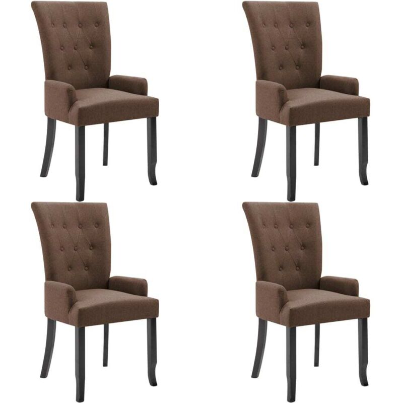 

Silla de Comedor con Reposabrazos de Tela 4 Unidades Marrón - Marrón - Vidaxl