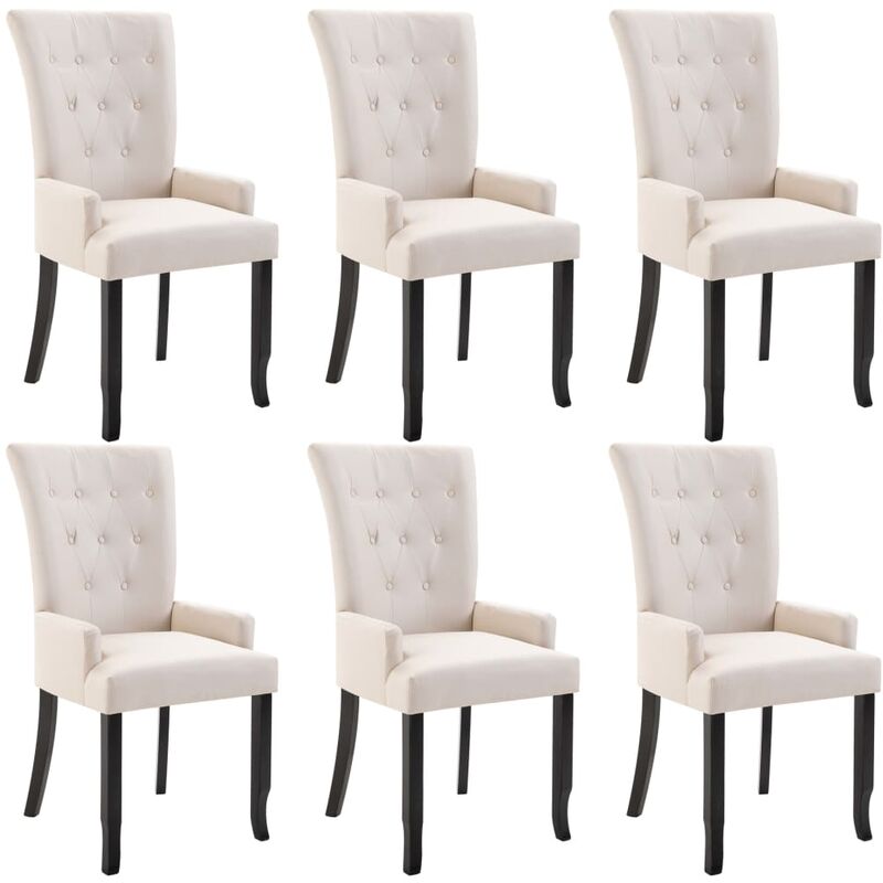 

Silla de Comedor con Reposabrazos de Tela 6 Unidades Beige - Beige - Vidaxl
