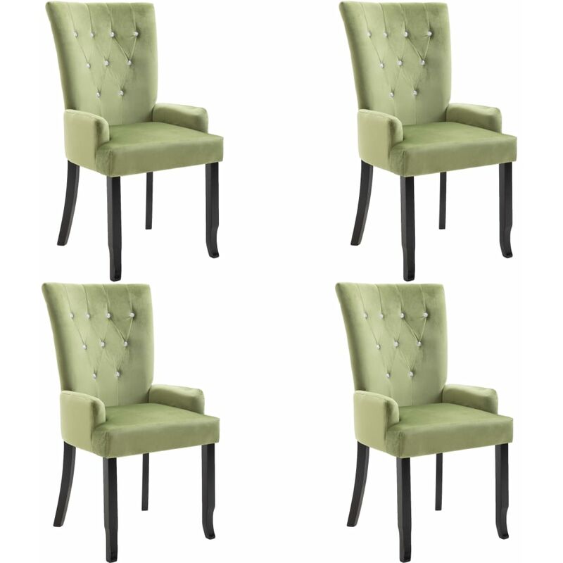 

Silla de Comedor con Reposabrazos de Terciopelo Verde 4 Unidades - Verde - Vidaxl