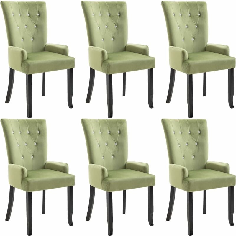 

Silla de Comedor con Reposabrazos de Terciopelo Verde 6 Unidades - Verde - Vidaxl