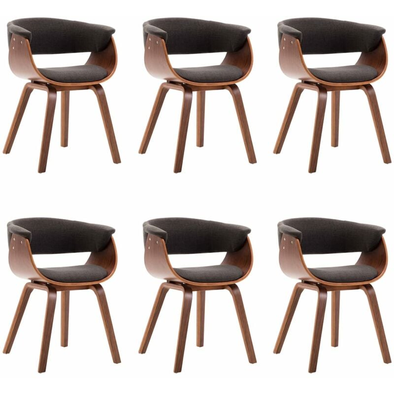 

Madera Curvada Sillas de Comedor Tela Gris 6 Unidades - Gris - Vidaxl