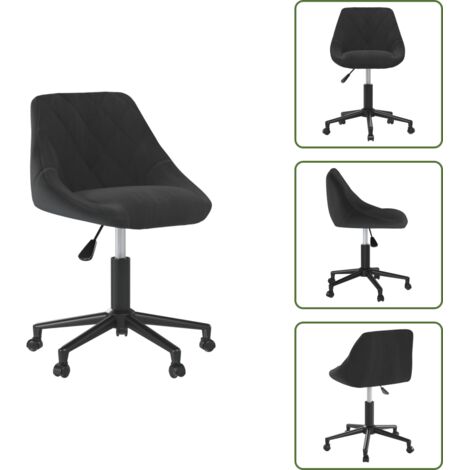 Silla de comedor con ruedas - vidaXL Silla de comedor giratoria de terciopelo negro - Silla de comedor ajustable