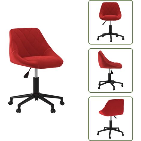 Silla de comedor con ruedas - vidaXL Silla de comedor giratoria de terciopelo vino tinto - Silla de comedor con altura ajustable