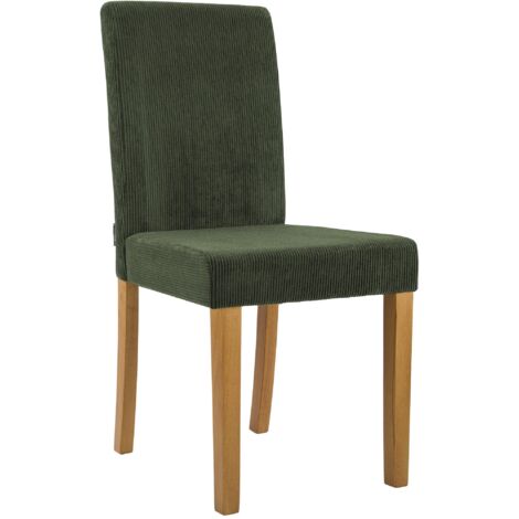 Silla de comedor contemporánea x1 con respaldo alto en pana verde y patas de madera clara 100007243