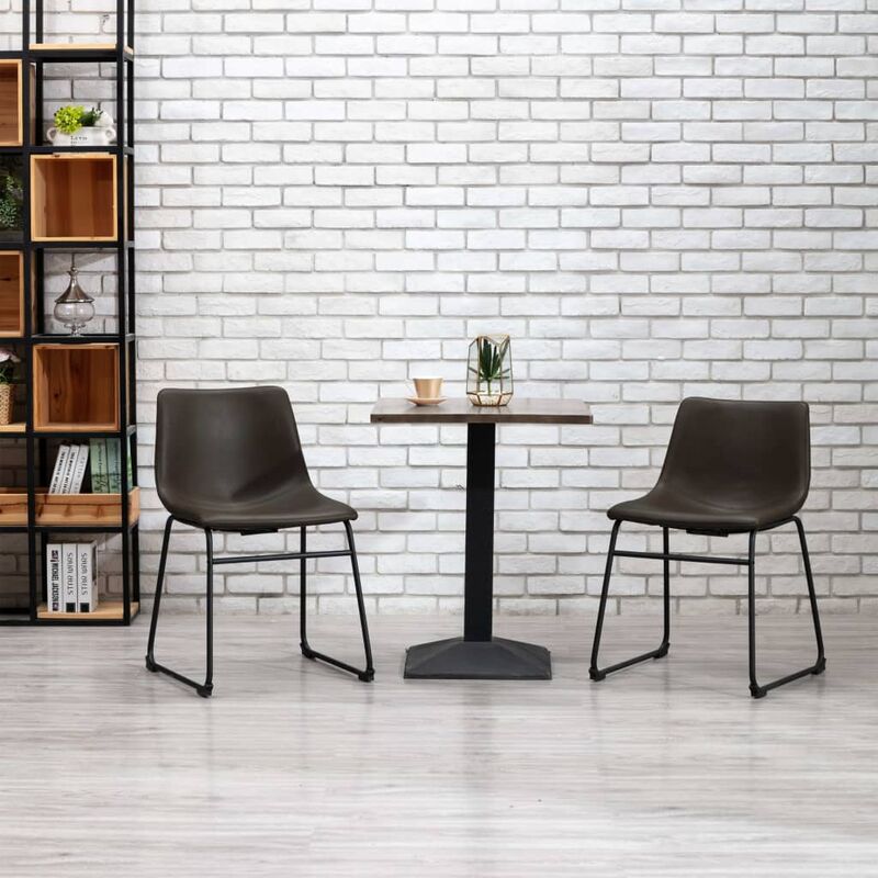 

Silla de comedor cuero sintético marrón oscuro