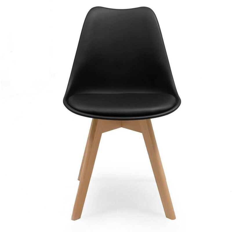 

Silla de comedor DAY asiento de polipropileno y patas madera de haya | NEGRO - NEGRO