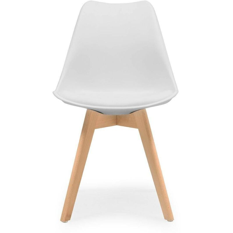 

Silla de comedor DAY asiento de polipropileno y patas madera de haya | BLANCO - BLANCO