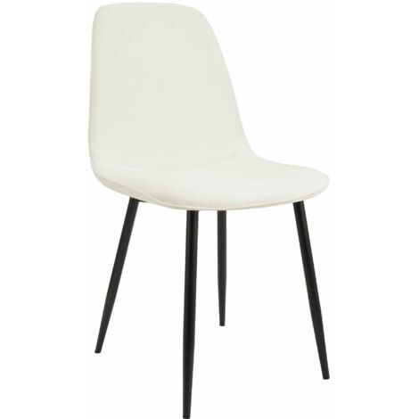 Silla de comedor de cocina de diseño moderno x1 en tela color crema con estructura de metal negro 100007159