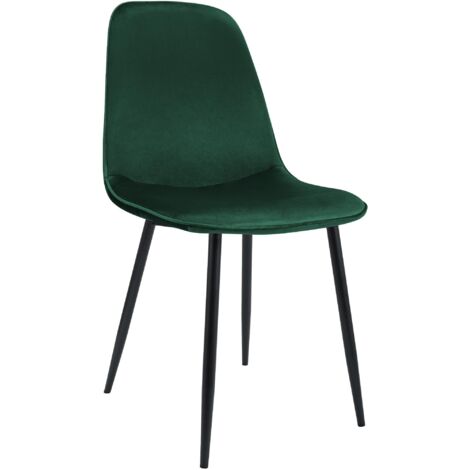 Silla de comedor de cocina de diseño moderno x1 en terciopelo verde con estructura de metal negro 100007214