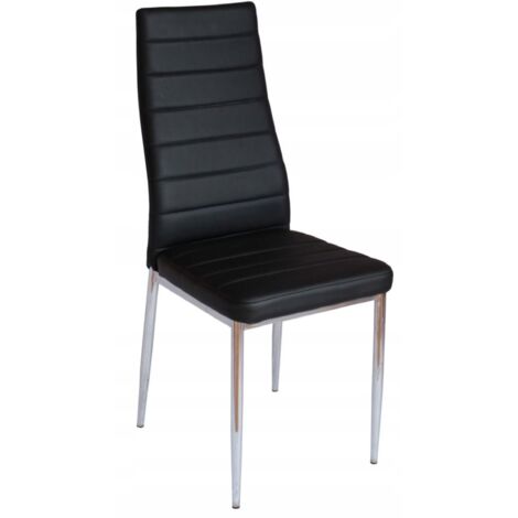 SILLA DE COMEDOR DE CUERO NEGRO MODERNA FURNITEX TAPIZADA PARA COCINA
