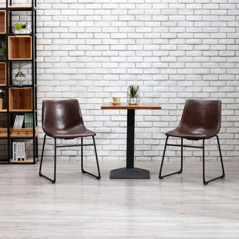 

Silla de comedor de cuero sintético marrón brillante