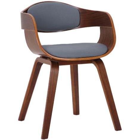 Silla de comedor de diseño escandinavo en PVC gris y estructura de madera oscura 100001913