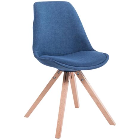 Silla de comedor de diseño escandinavo en tela azul y patas de madera clara forma cuadrada 100003455