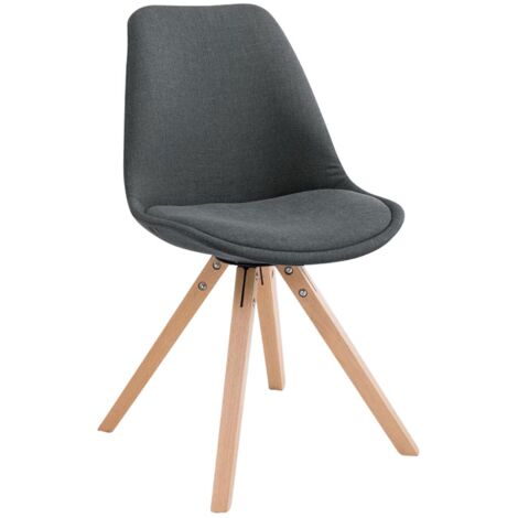 Silla de comedor de diseño escandinavo en tela gris oscuro y patas de madera clara, forma redonda 100003458