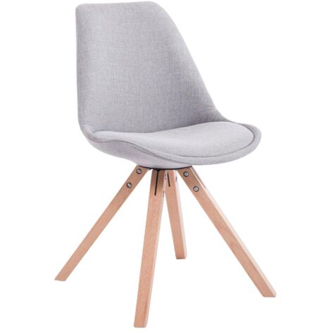 Silla de comedor de diseño escandinavo en tela gris y patas cuadradas de madera clara 100003459