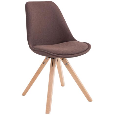 Silla de comedor de diseño escandinavo en tela marrón y patas cuadradas de madera clara 100003456