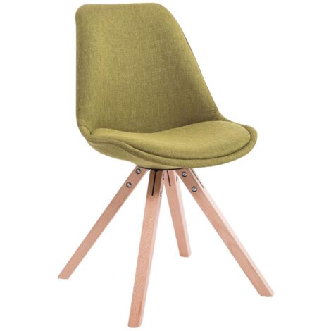 Silla de comedor de diseño escandinavo en tela verde y patas de madera clara forma cuadrada 100003460