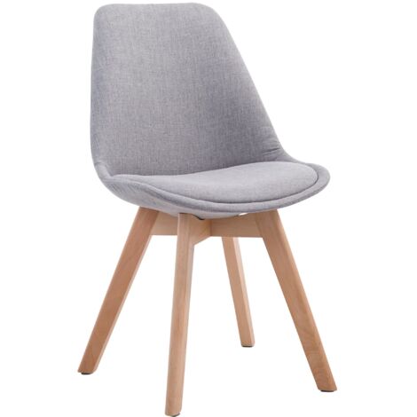 Silla de comedor de diseño escandinavo x1 en tela gris y base de 4 patas en madera clara 100003272