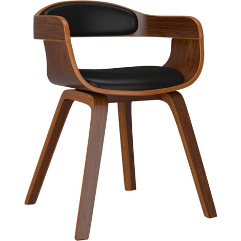 Silla de comedor de diseño moderno, silla de oficina en madera curvada y PVC negro DEC025177