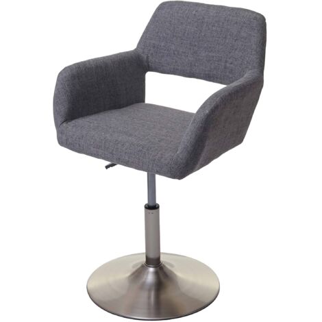 Silla de comedor de diseño retro chic para cocina u oficina tela gris patas cromadas 040002173