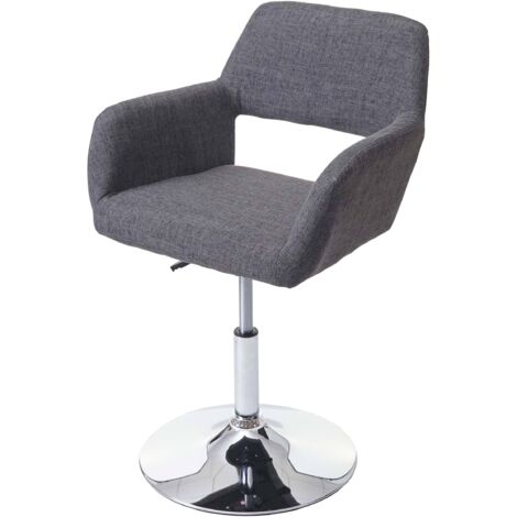 Silla de comedor de diseño retro chic para cocina u oficina tela gris patas cromadas 040002174