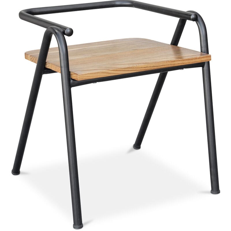 

Silla de comedor de estilo industrial Achak - Metal y madera Negro