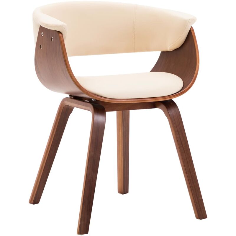 

Silla de comedor de madera curvada y cuero sintético crema