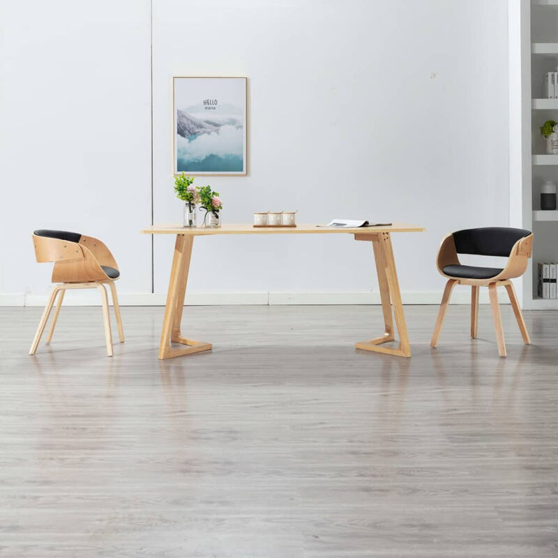 

Silla de comedor de madera curvada y cuero sintetico negro