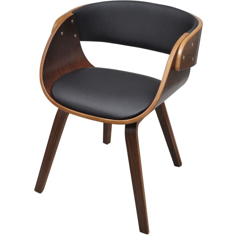 

Silla de comedor de madera curvada y cuero sintético - Marrón