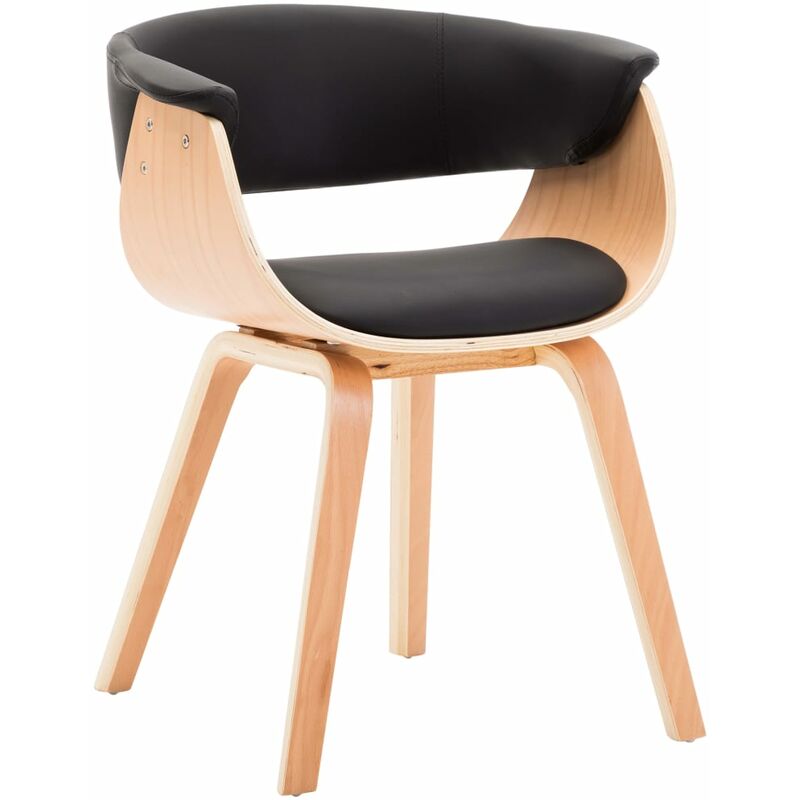

Silla de comedor de madera curvada y cuero sintético negro - Negro