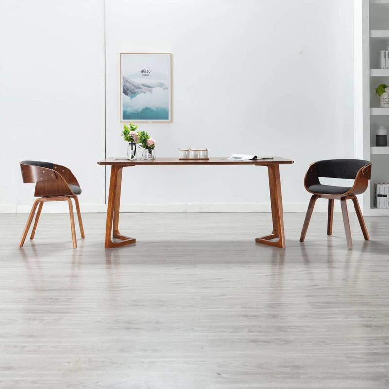 

Silla de comedor de madera curvada y tela gris