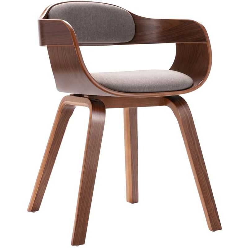 

Silla de comedor de madera curvada y tela gris taupé