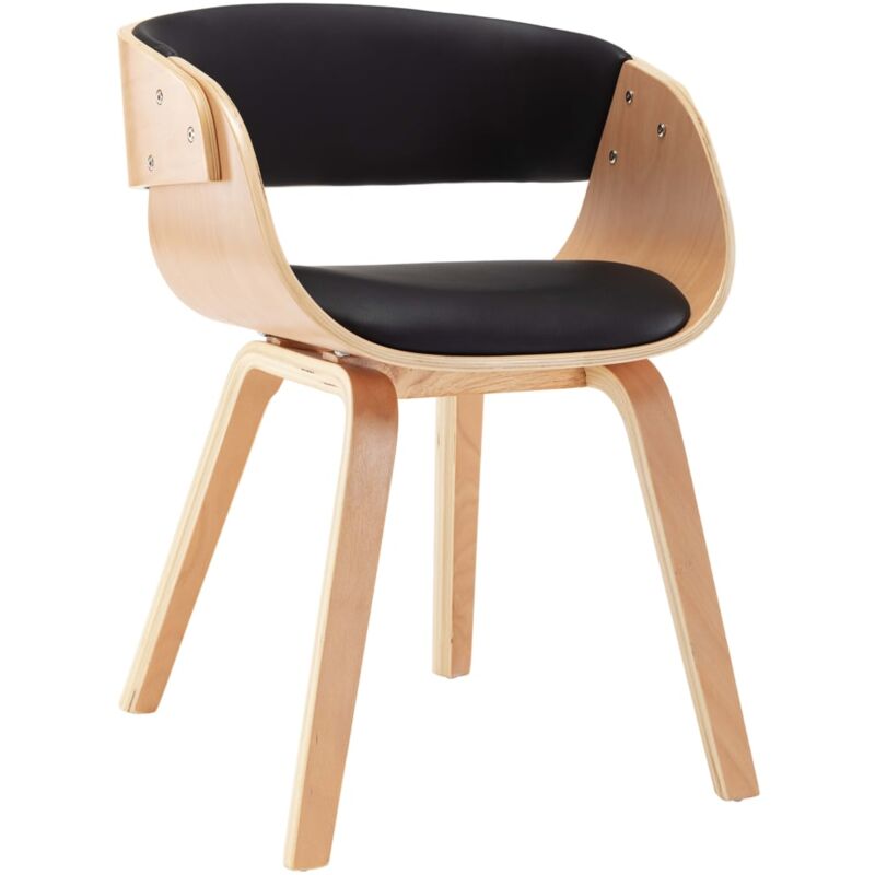 

vidaXL Madera Curvada Silla de Comedor Cuero Sintético Negro - Negro