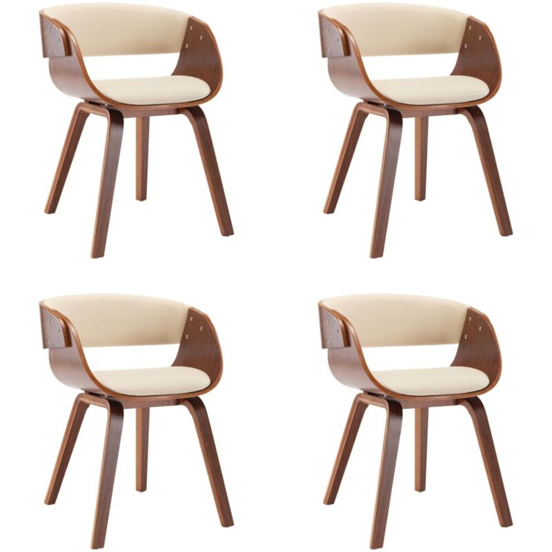 

Madera Curvada Sillas de Comedor 4 Unidades Cuero Sintético Crema Marrón Oscuro - Crema - Vidaxl
