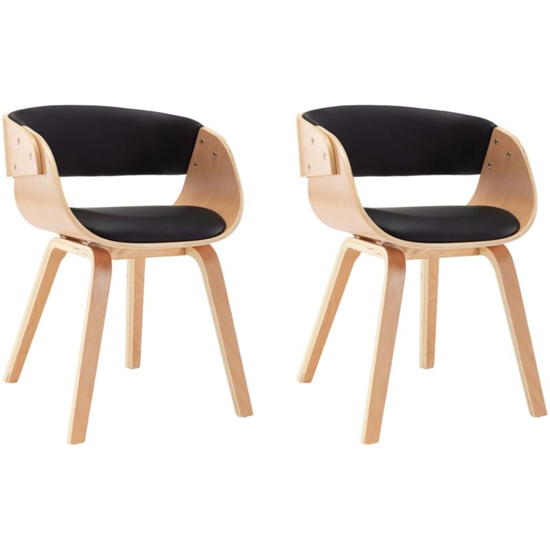 

vidaXL Madera Curvada Sillas de Comedor 2 Unidades Cuero Sintético Negro - Negro