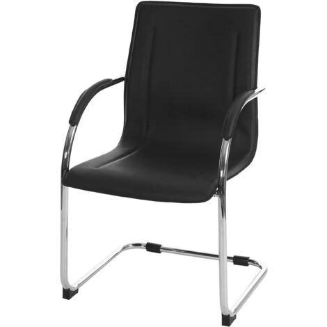Silla de comedor de oficina con reposabrazos de PVC base cromada 040006355