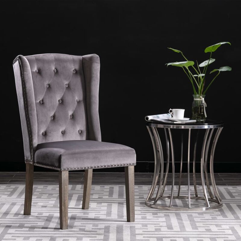 

Silla de comedor de terciopelo gris