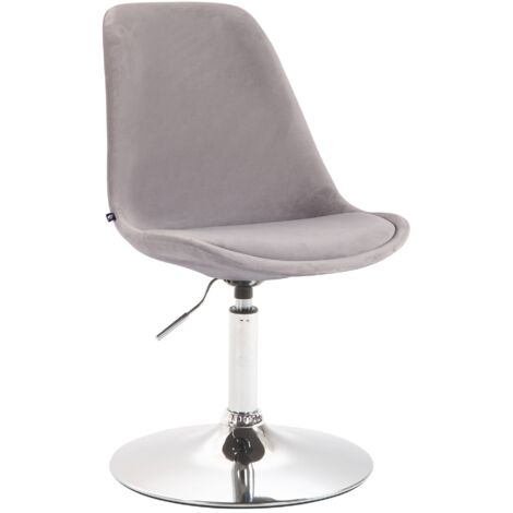 Silla de comedor de terciopelo gris, regulable en altura, pata de metal, aspecto cromado, trompeta CDS101119