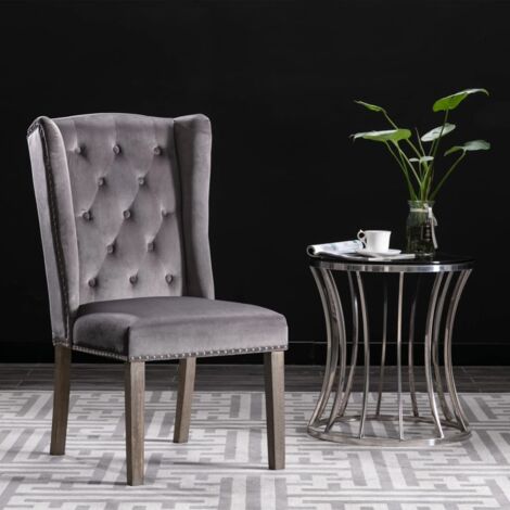 Silla de comedor de terciopelo gris vidaXL