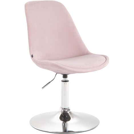 Silla de comedor de terciopelo rosa, regulable en altura, pata de metal, aspecto cromado, trompeta CDS101120