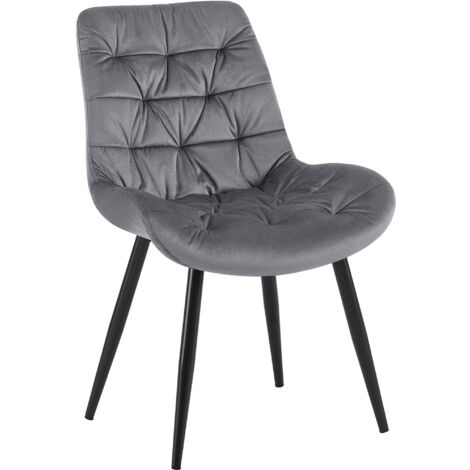 Silla de comedor de terciopelo Rossford Gris oscuro