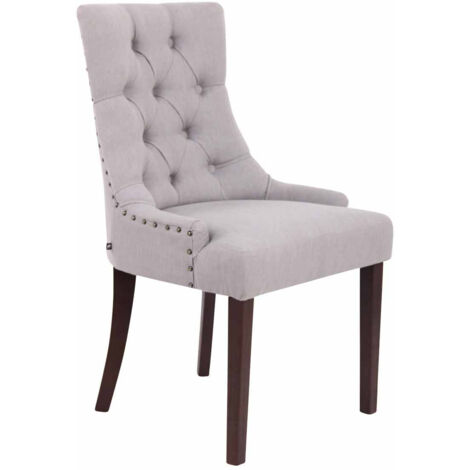 Silla de comedor, despacho o tocador, acolchada en tela gris oscuro, FAL10061