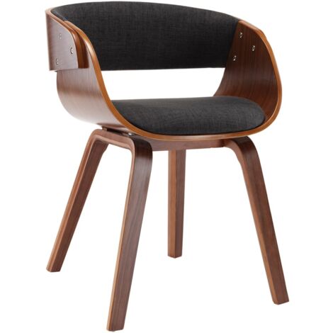 Silla de comedor diseño elegante y atemporal madera curvada y tela gris CDS020032