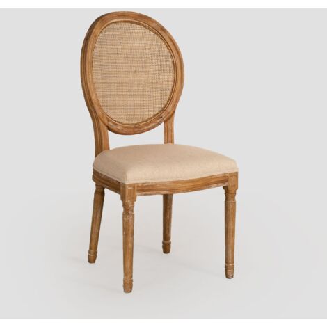 Silla de Comedor en Rejilla y Tapizada Sunna SKLUM Madera Natural