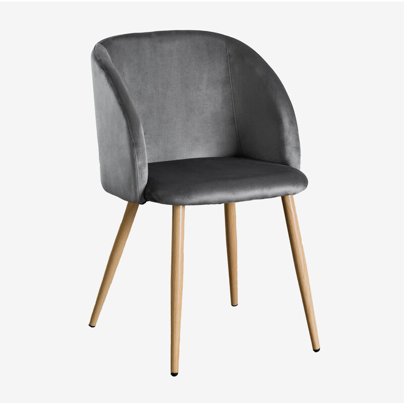 

Silla de Comedor en Terciopelo con Reposabrazos Kana Gris Gris - Sklum