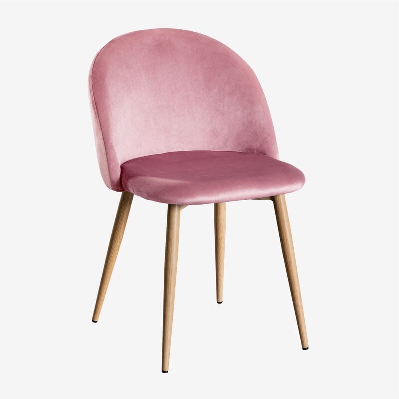 

Silla de Comedor en Terciopelo Kana Madera Natural Peonia - Sklum