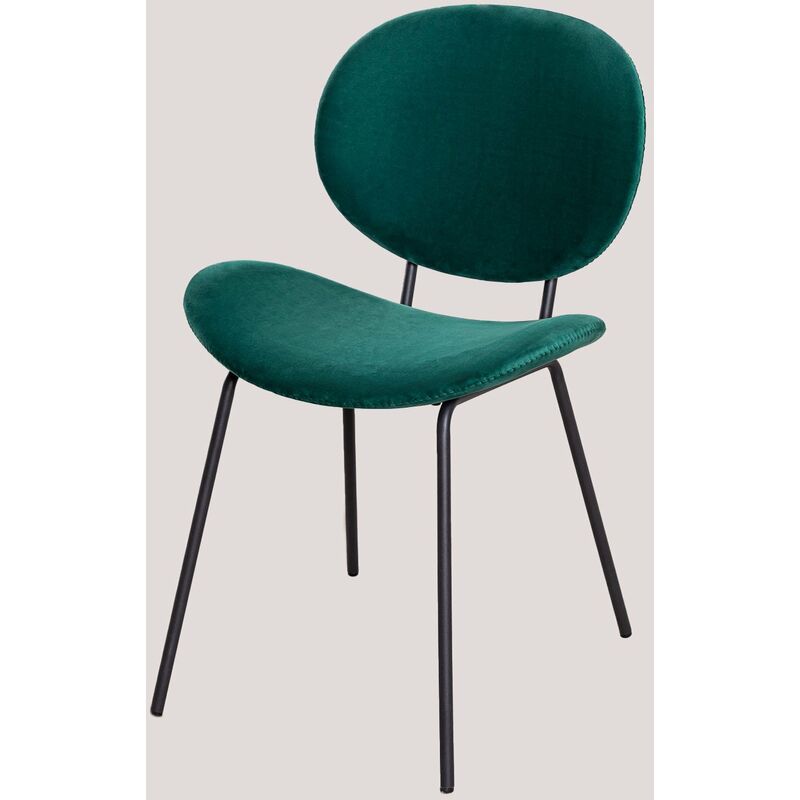 

Silla de Comedor en Terciopelo Laure Negro Verde Jungla - Sklum