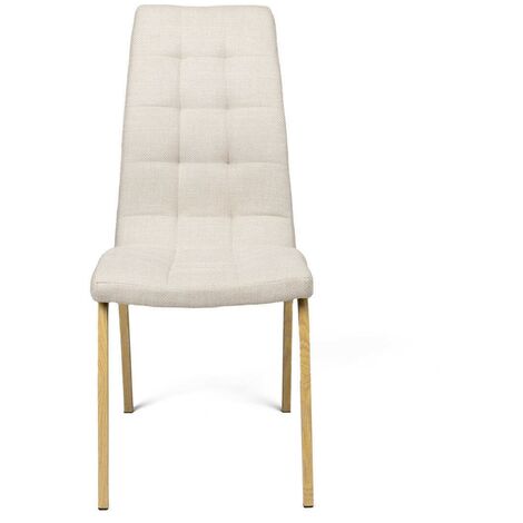Silla de comedor GEMA, tapizada en tela, patas de metal color madera