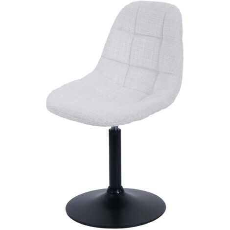 Silla de comedor giratoria 360° en tejido de chenilla color crema con patas de acero negro mate 040009895