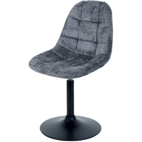 Silla de comedor giratoria 360° en tejido de chenilla gris oscuro con patas de acero negro mate 040009897